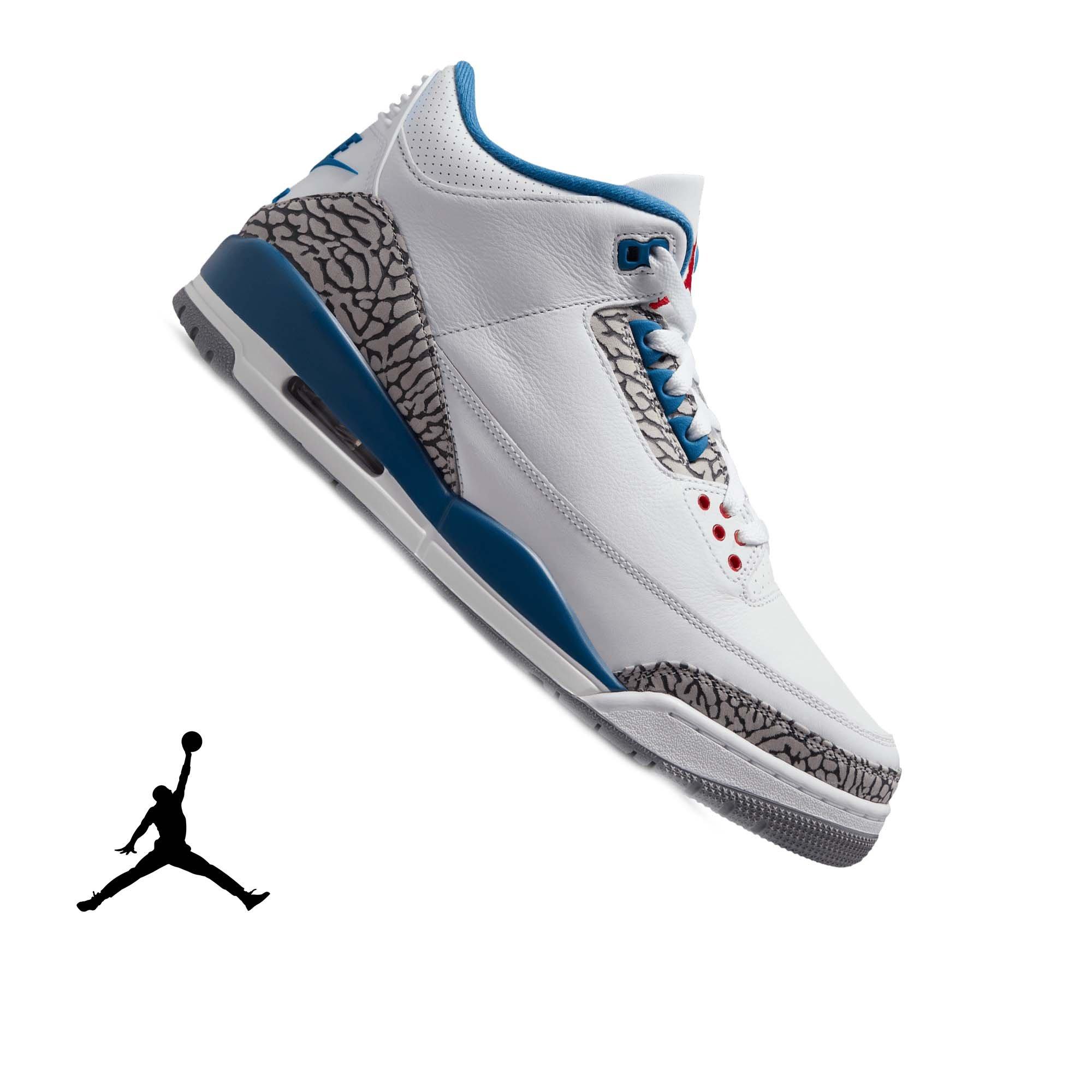 Jordan 3 Retro "True Blue" Men's Shoe - WHITE/FIRE RED/TRUE BLUE